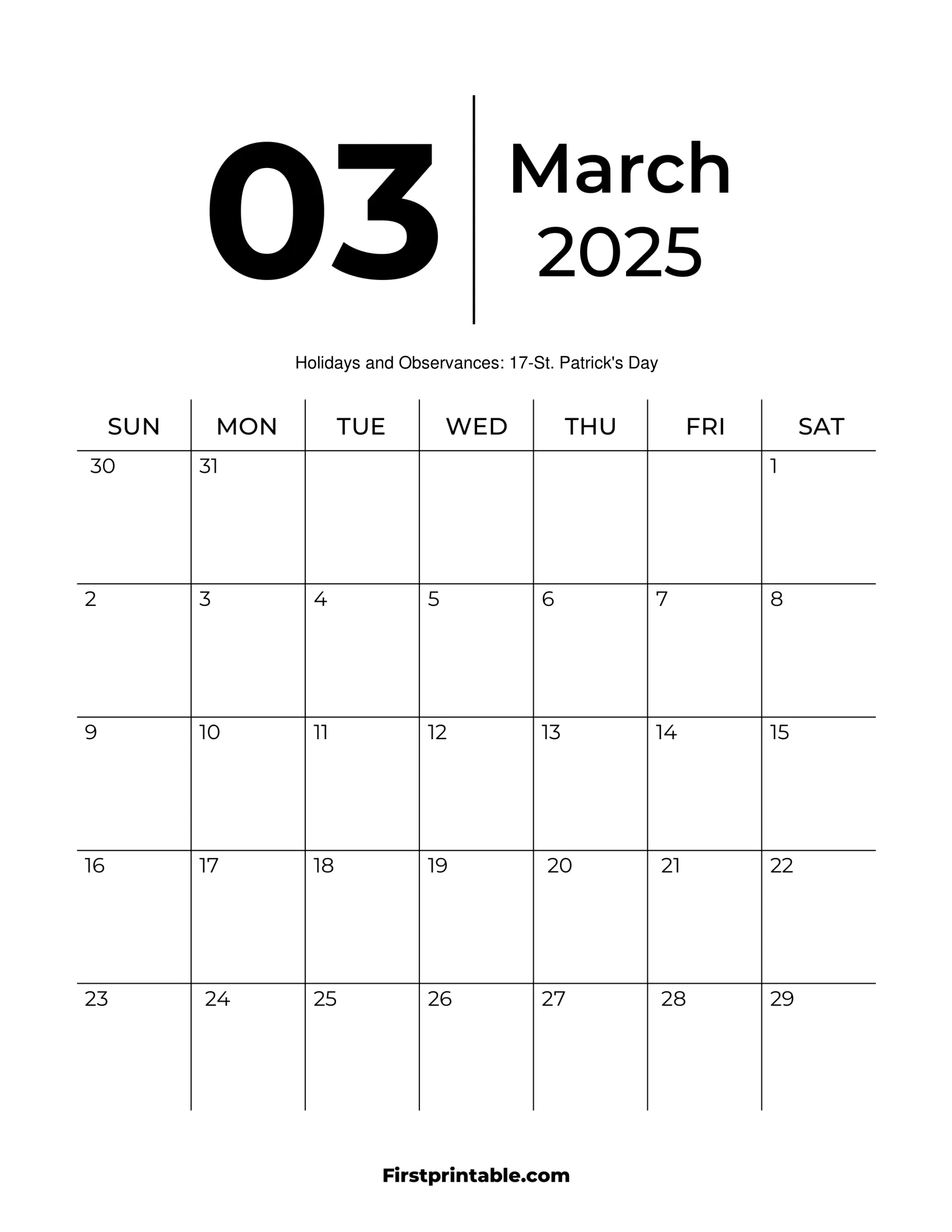 March 2025 Calendars - Free Printable &amp;amp; Fillable for Calendar Template March 2025 Printable