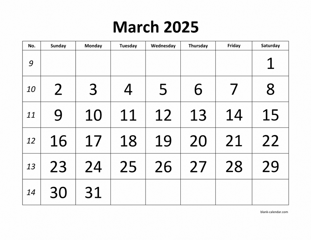 March 2025 Printable Calendars with March 2025 Calendar Printable Word