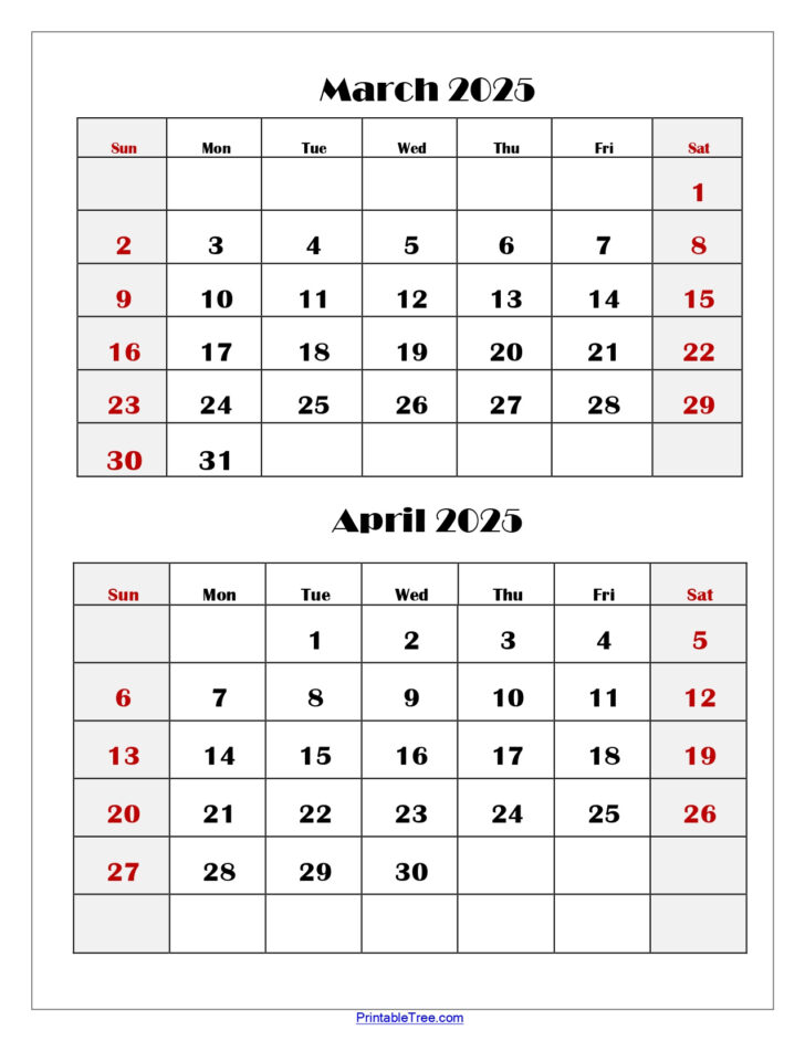 Printable Calendar March April 2025