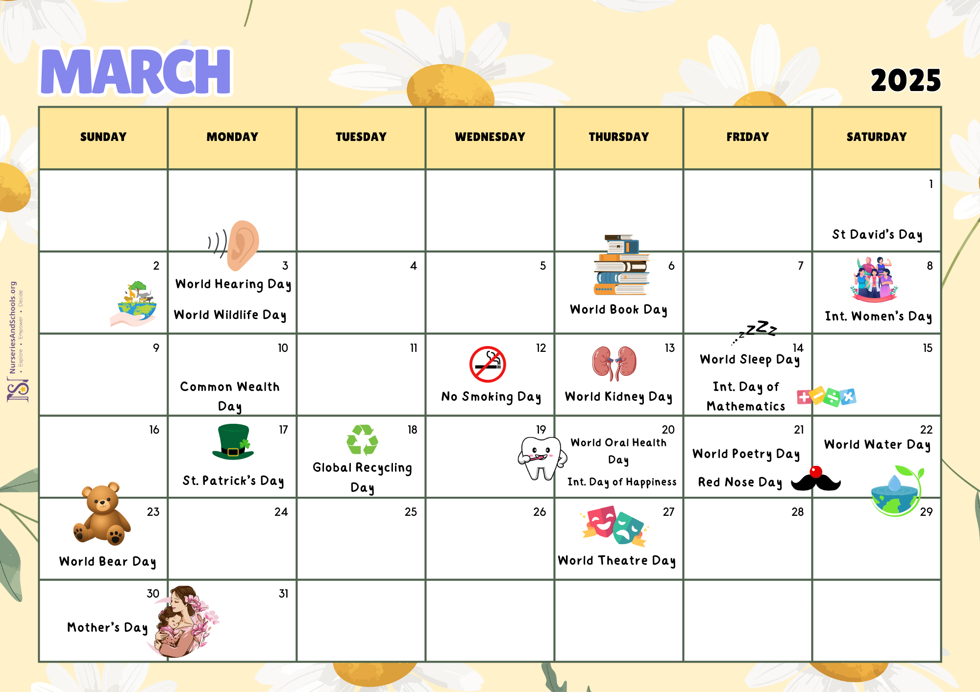 March Events Calendar 2025 - Free Worksheet | Uk regarding Calendar Events in March 2025