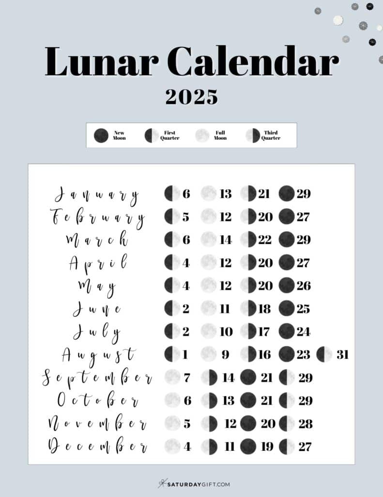 Moon Phase Calendar - 12 Cute &amp;amp; Free Printable 2025 Lunar Calendars regarding Lunar Calendar March 2025