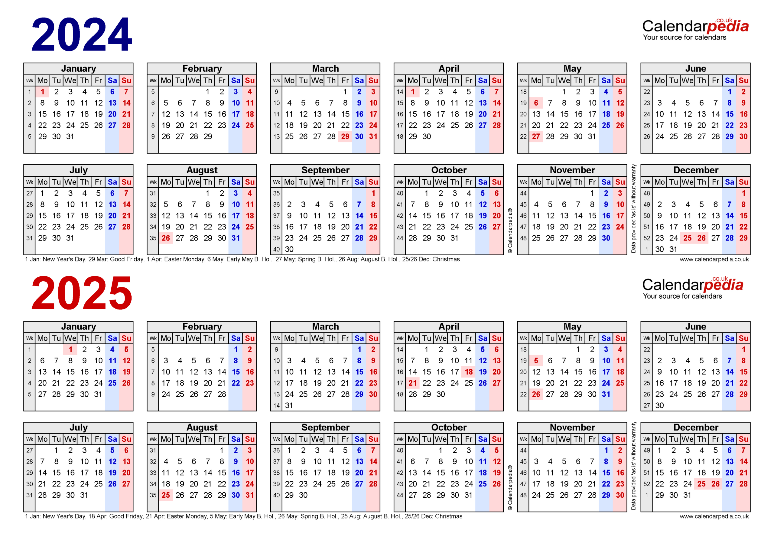 Two Year Calendars For 2024 And 2025 (Uk) For Microsoft Excel with regard to April 2024 To March 2025 Calendar Printable