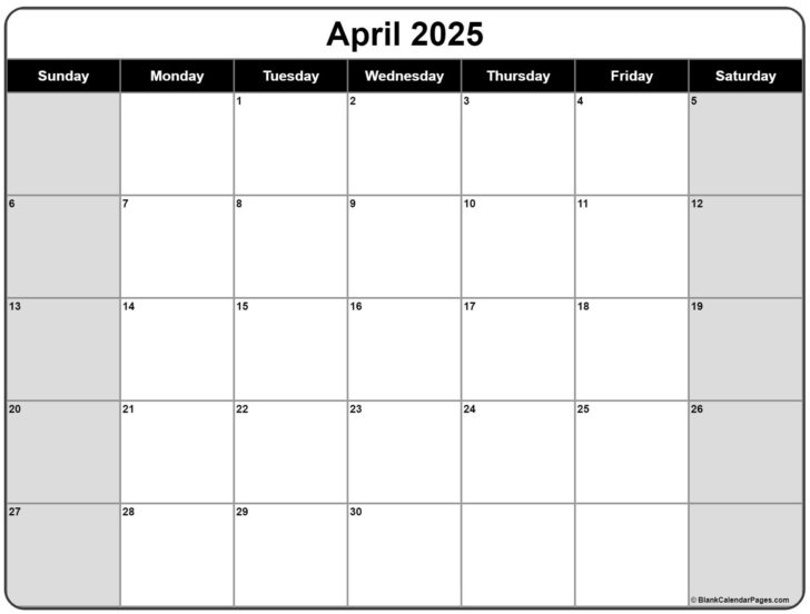 2025 Printable Calendar By Month April