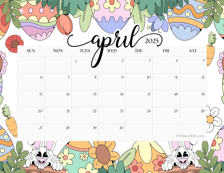 April 2025 Calendar Printable Horizontal