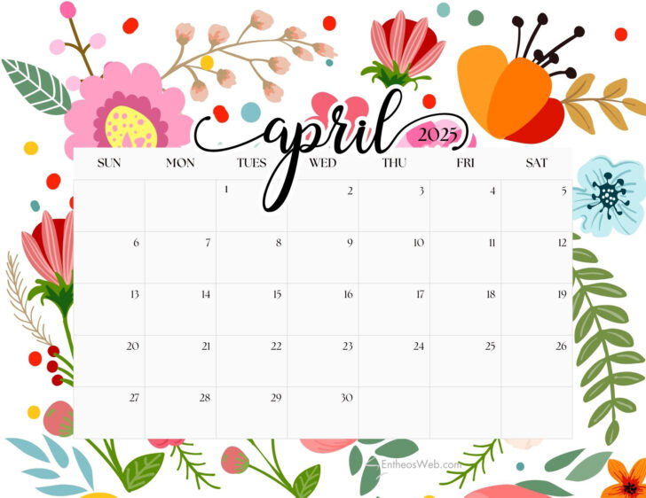 Free April Calendar 2025 Printable