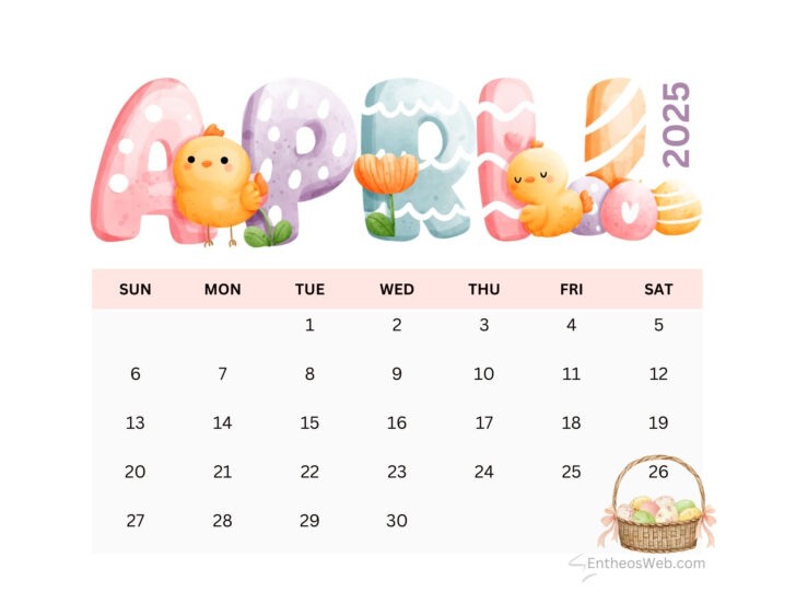 Printable Free April Calendar 2025