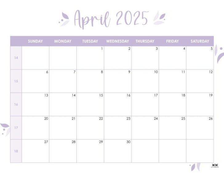 April 2025 Printable Calender Page