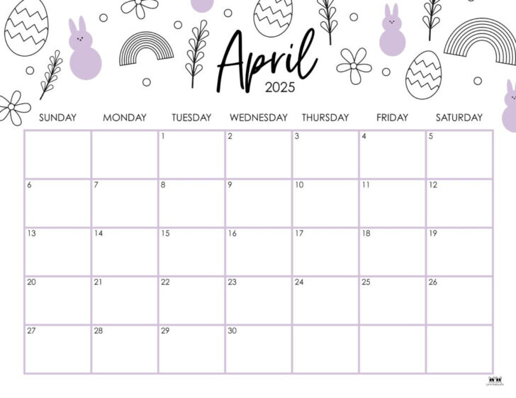 April 2025 Calendar Printable Monday Start