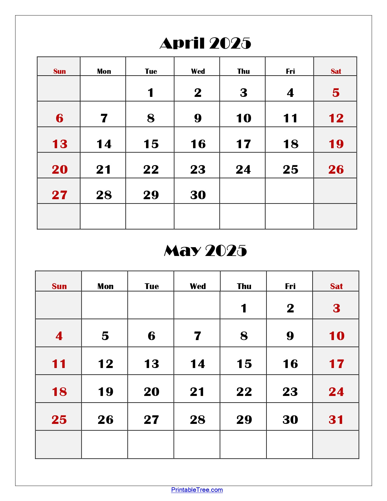 April And May 2025 Calendar Printable | Two Months Calendar within April May Calendar 2025