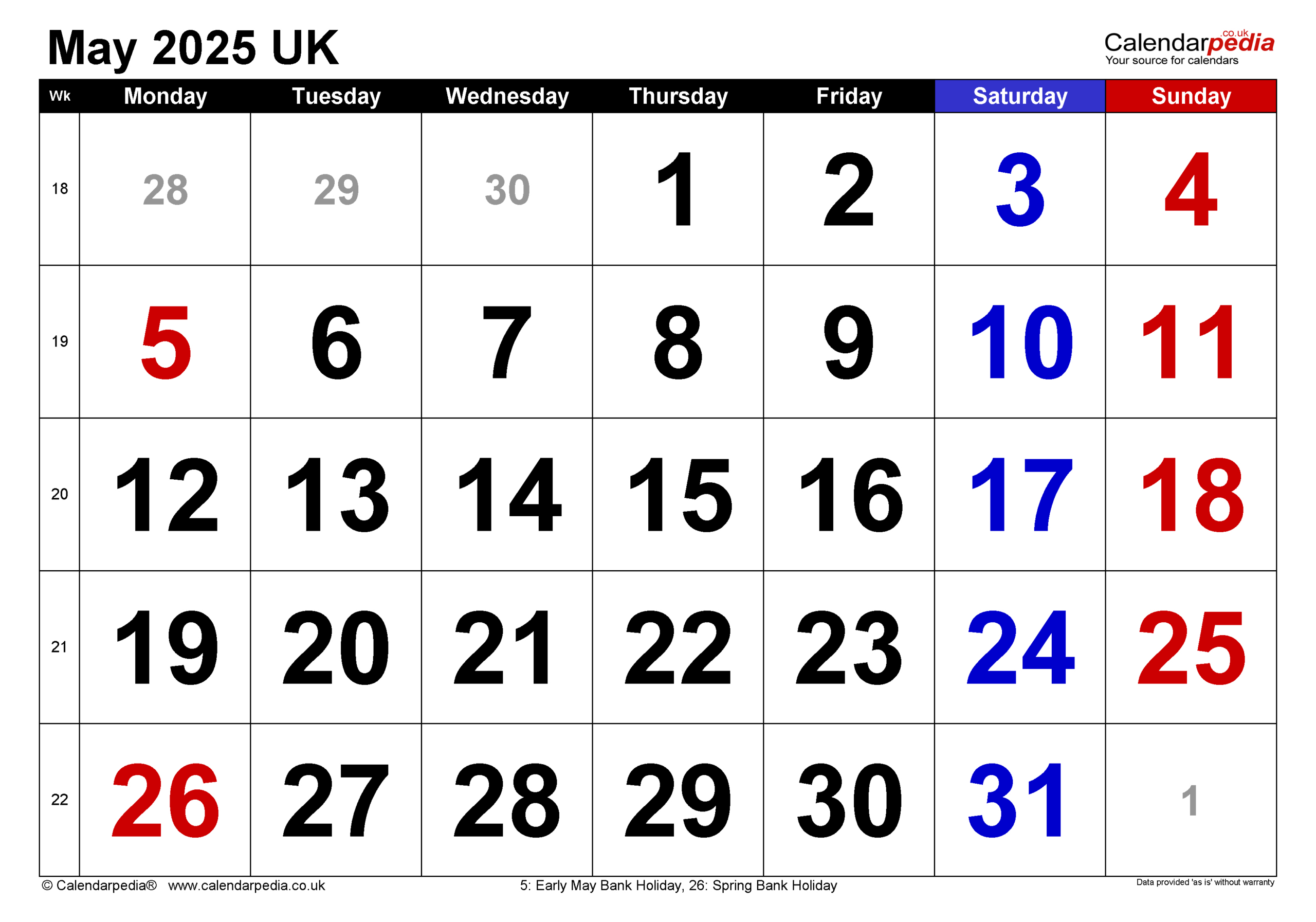 Calendar May 2025 Uk With Pdf, Excel And Word Templates pertaining to Show Me A Calendar Of May 2025