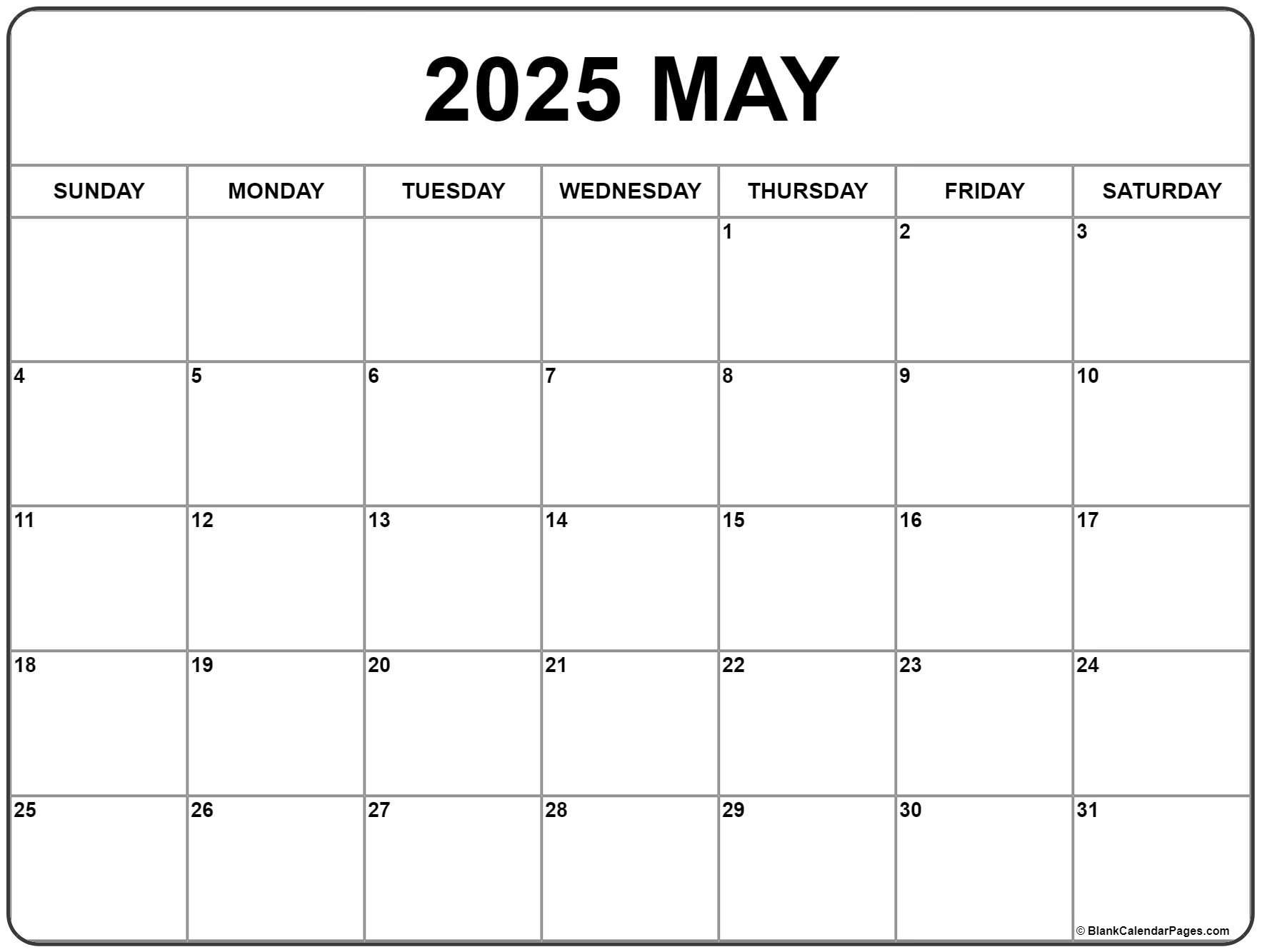 May 2025 Calendar | Free Printable Calendars throughout May Calender 2025 Printable