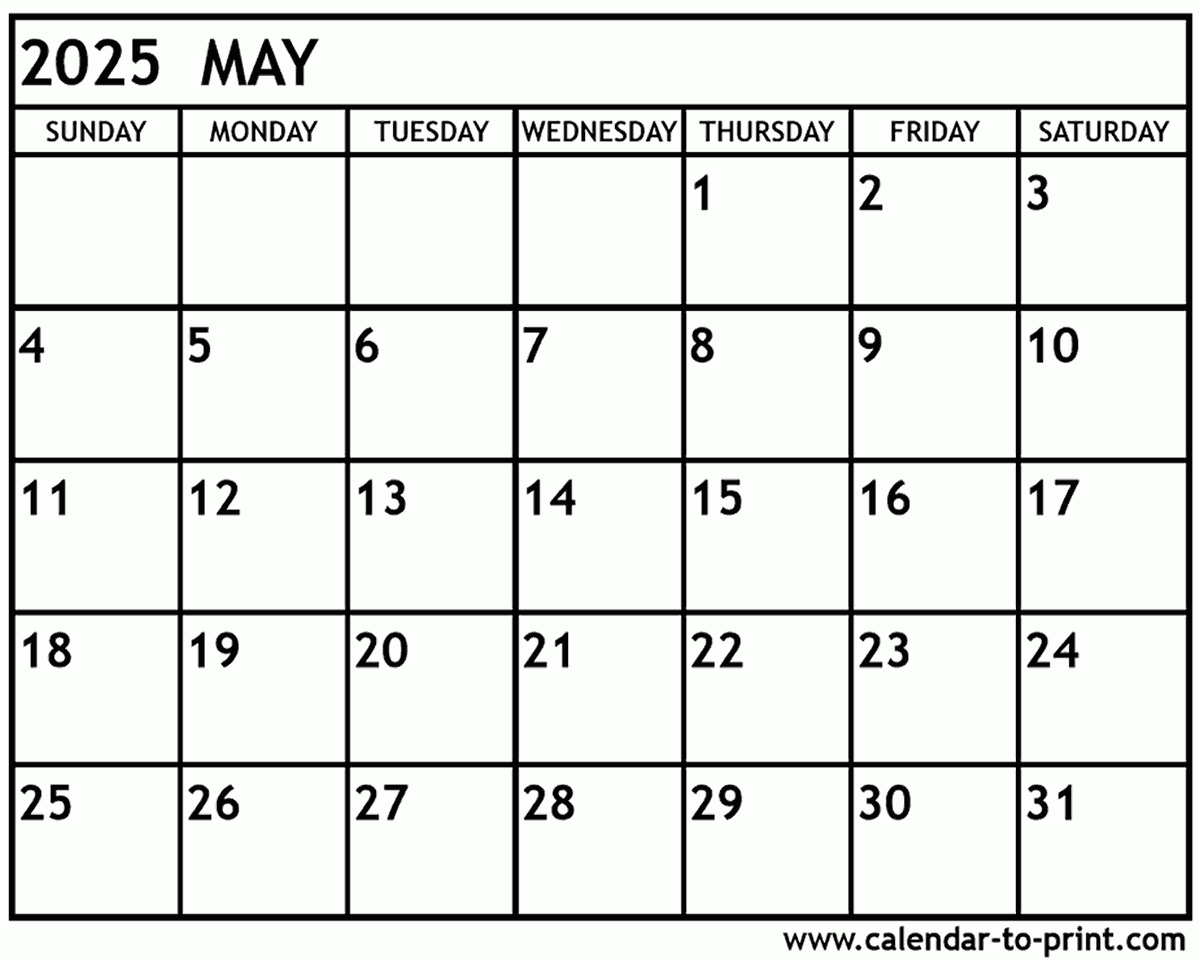 May 2025 Calendar Printable for Calendar April May 2025