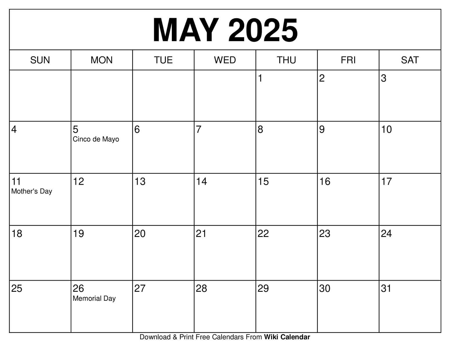 May 2025 Calendar - Printable Templates &amp;amp; More for Show Me A Calendar Of May 2025