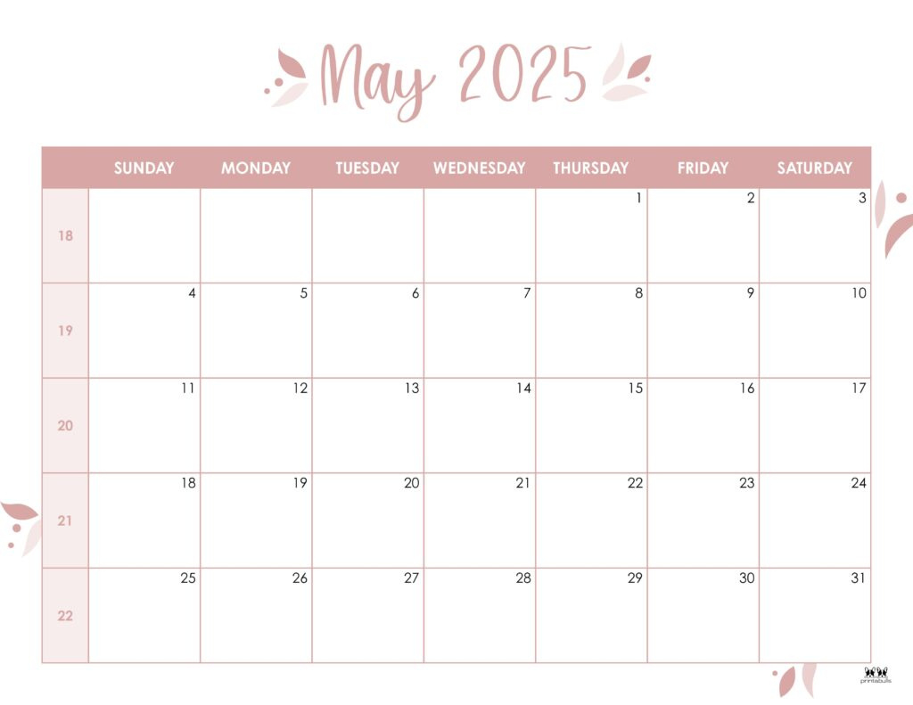 May 2025 Calendars - 107 Free Printables | Printabulls in Show Me A Calendar Of May 2025