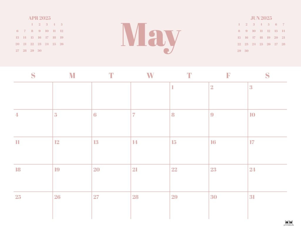May 2025 Calendars - 107 Free Printables | Printabulls pertaining to May Calendar 2025 Printable Cute