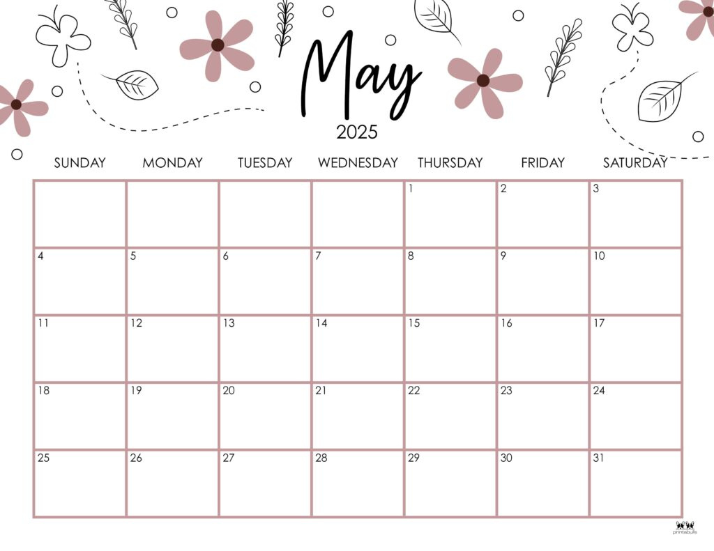 May 2025 Calendars - 107 Free Printables | Printabulls pertaining to May Calender 2025 Printable