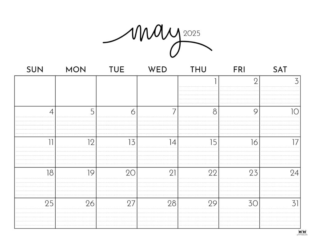 May 2025 Calendars - 107 Free Printables | Printabulls regarding Free Printable May 2025 Monthly Calendar With Holidays