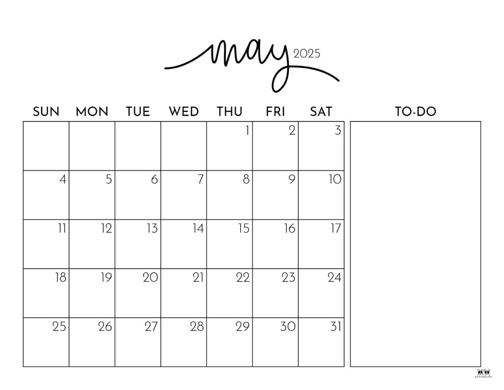 May 2025 Calendars - 107 Free Printables | Printabulls throughout May 2025 Blank Calendar Printable
