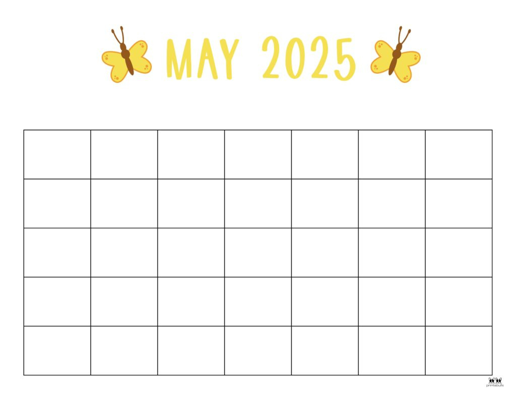May 2025 Calendars - 107 Free Printables | Printabulls with regard to May 2025 Blank Calendar Printable
