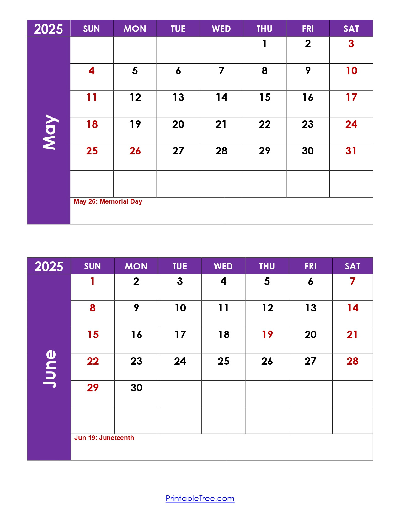 May And June 2025 Calendar Printable Pdf | Two Months Calendar with May/June 2025 Calendar