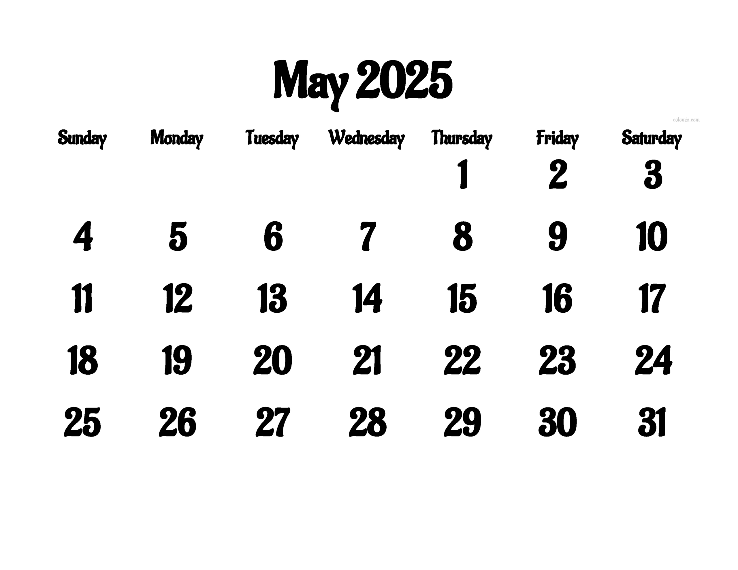 May Calendar 2025 | Free Printable Pdf, Xls And Png inside 2025 May Month Calendar