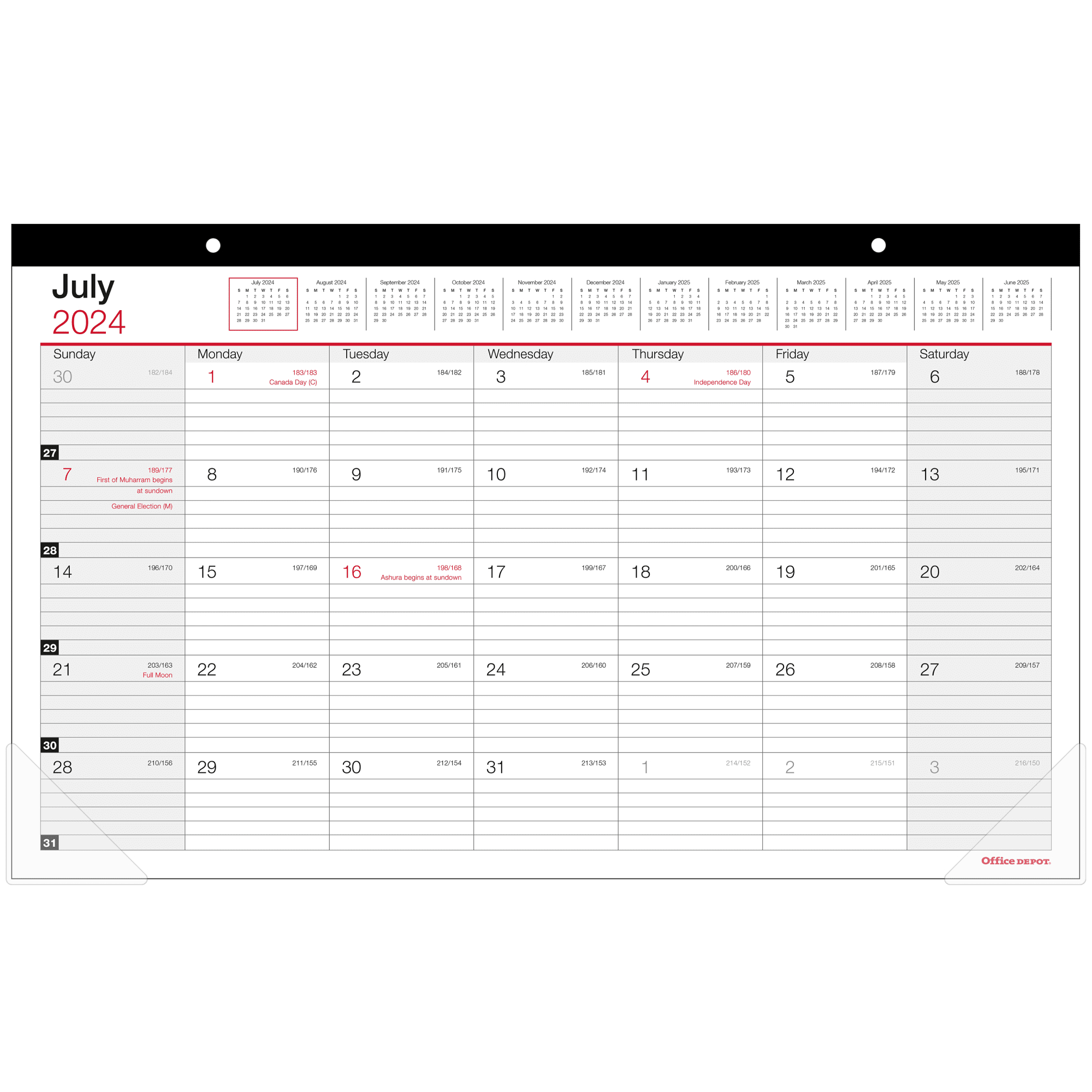 2024-2025 Office Depot® Brand Monthly Academic Desk Calendar, 17-3/4&amp;quot; X 10-7/8&amp;quot;, 30% Recycled, July 2024 To June 2025 with July 2024 - June 2025 Desk Calendar