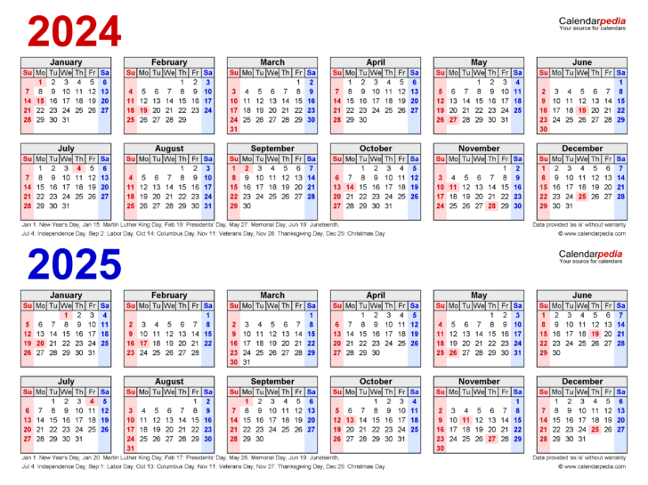 August 2024 to June 2025 Calendar
