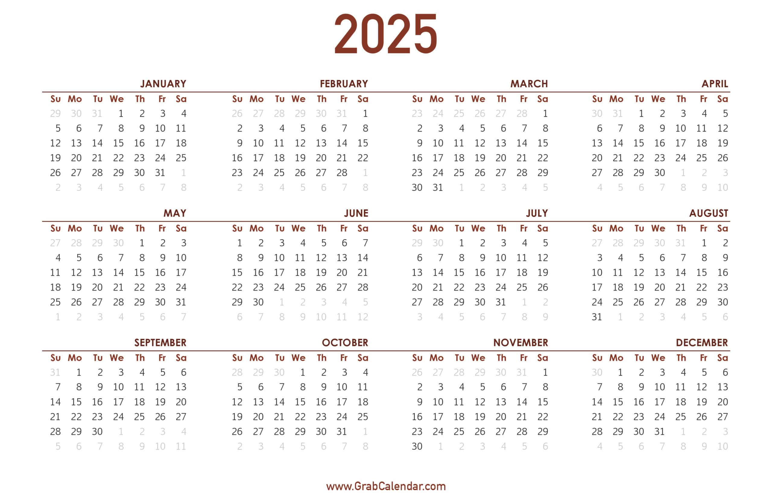 2025 Calendar - Grab Calendar in June 2025 To December 2025 Calendar