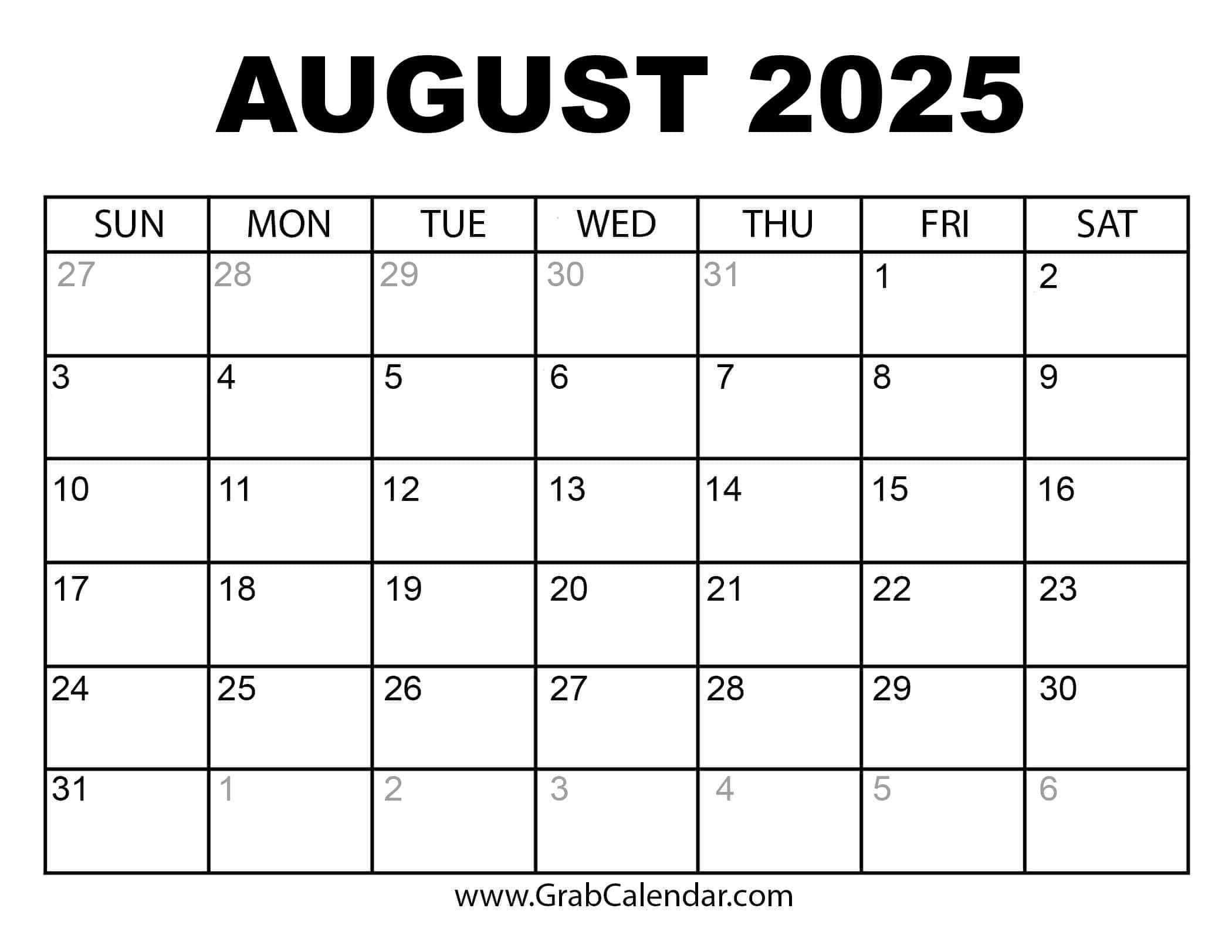 2025 Calendar - Grab Calendar inside Calendar August 2024 - June 2025
