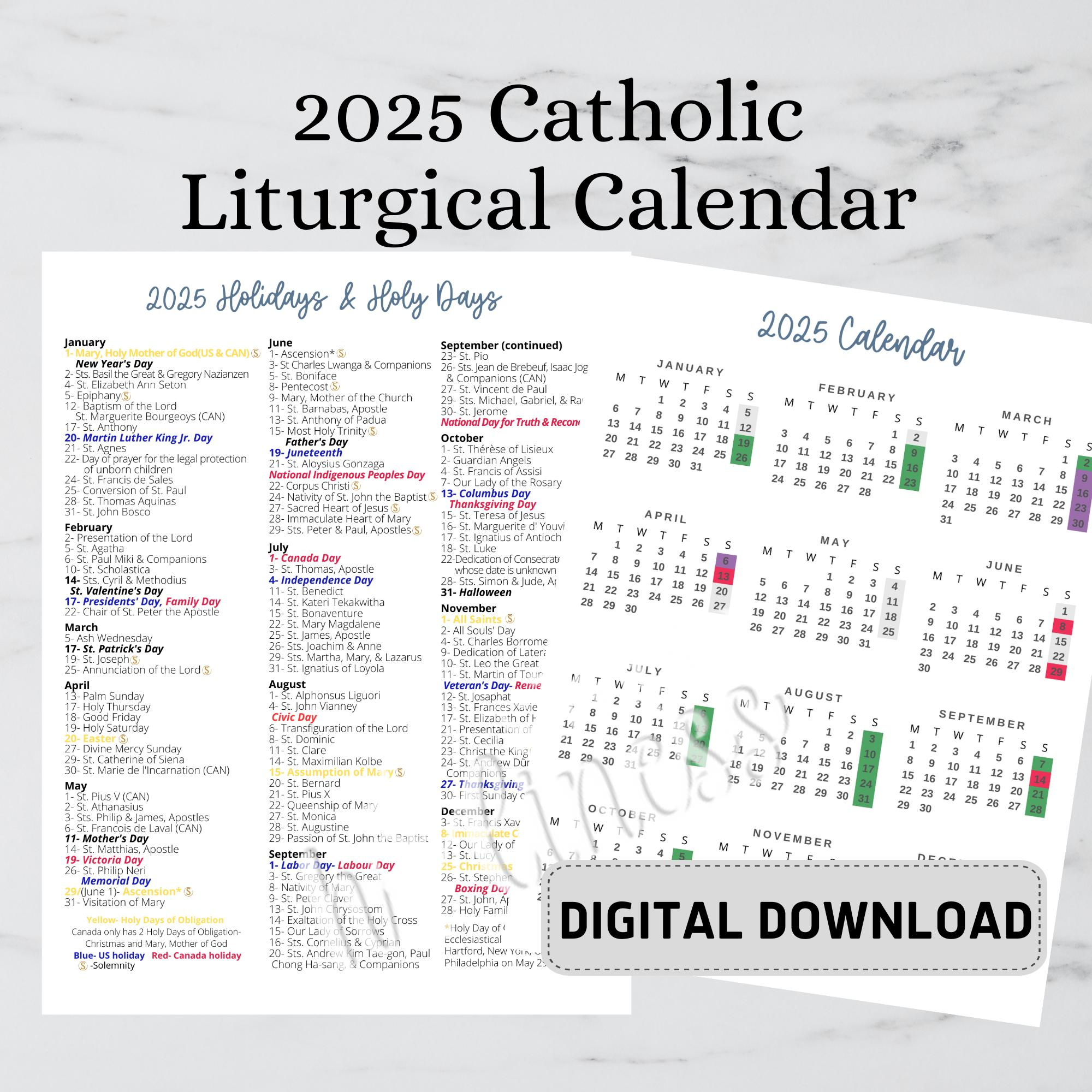 2025 Catholic Calendar- Digital Download - Etsy with regard to Catholic Calendar June 2025