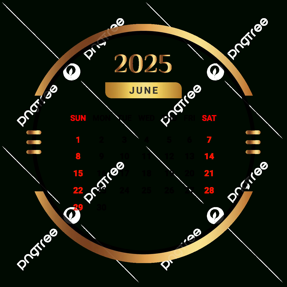 2025 June Month Calendar With Golden And Black Vector, Monthly in June 2025 Calendar Black Background
