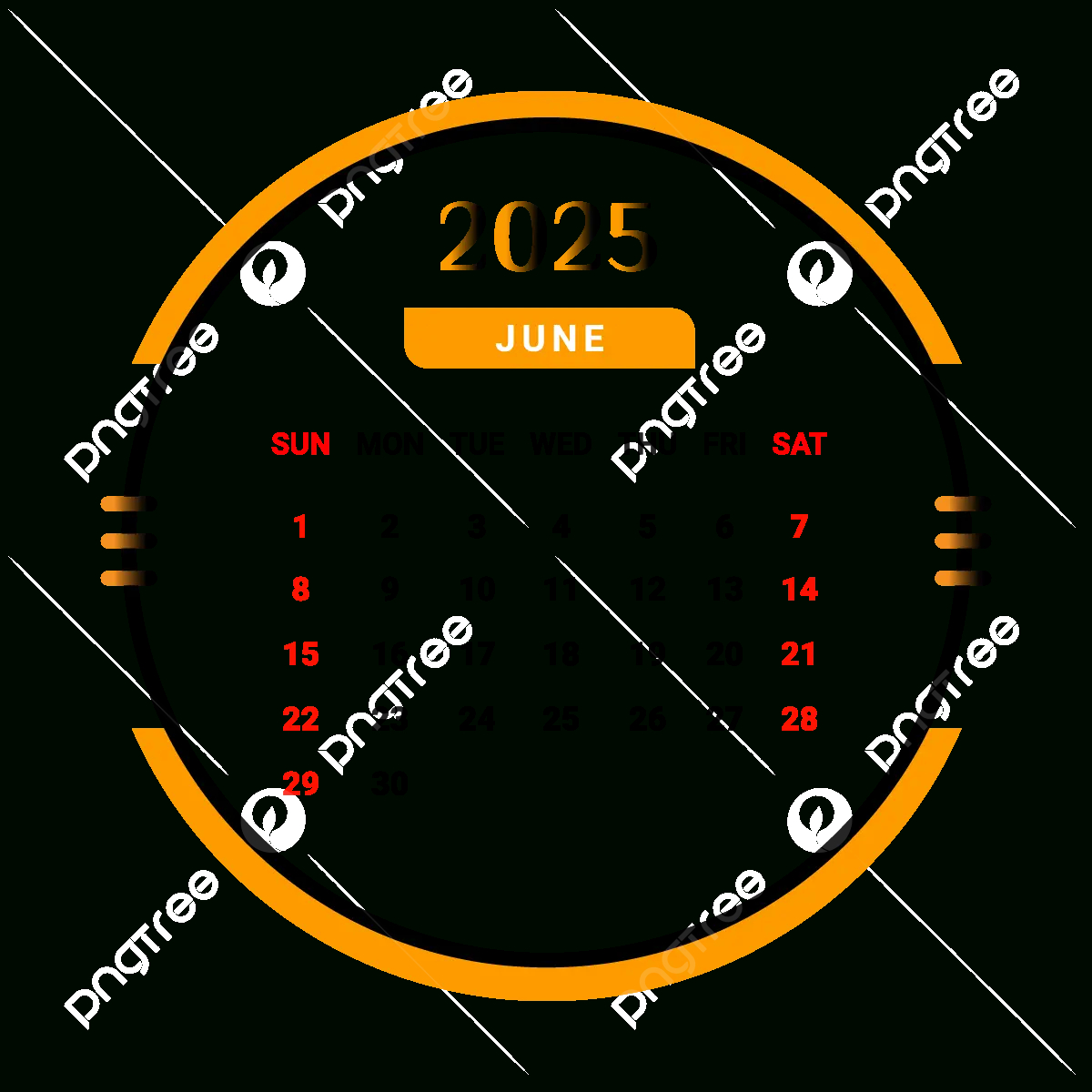 2025 June Month Calendar Yellow And Black Vector, Monthly Calendar throughout June 2025 Calendar Png