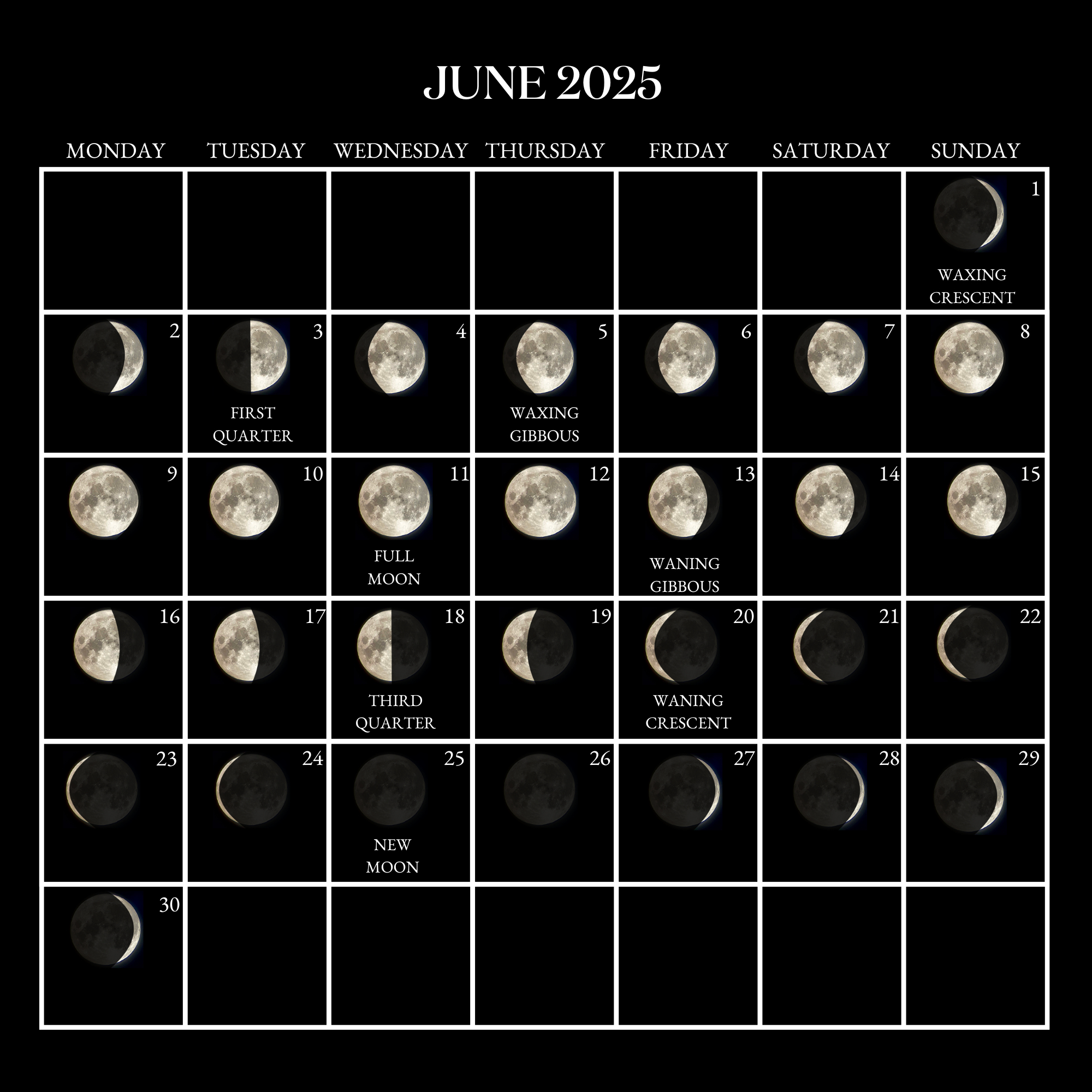 2025 Moon Calendar - Every Phase And Stage Of The Moon pertaining to Full Moon Calendar June 2025