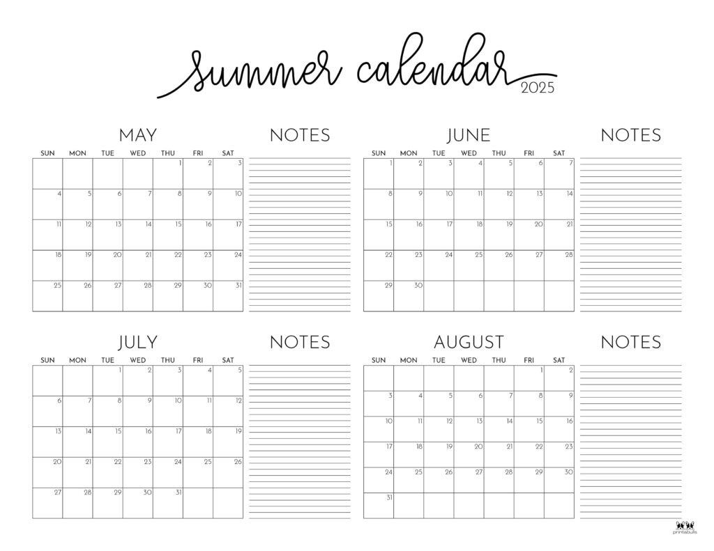 2025 Summer Calendars - 27 Free Printables | Printabulls pertaining to Calendar May June July 2025
