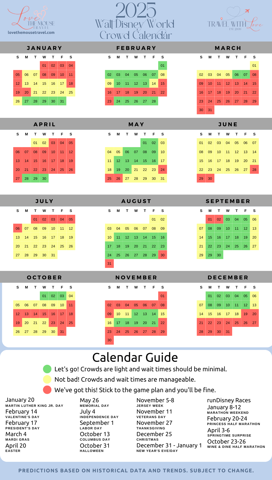2025 Walt Disney World Crowd Calendar | Love The Mouse Travel within Disneyland Crowd Calendar June 2025