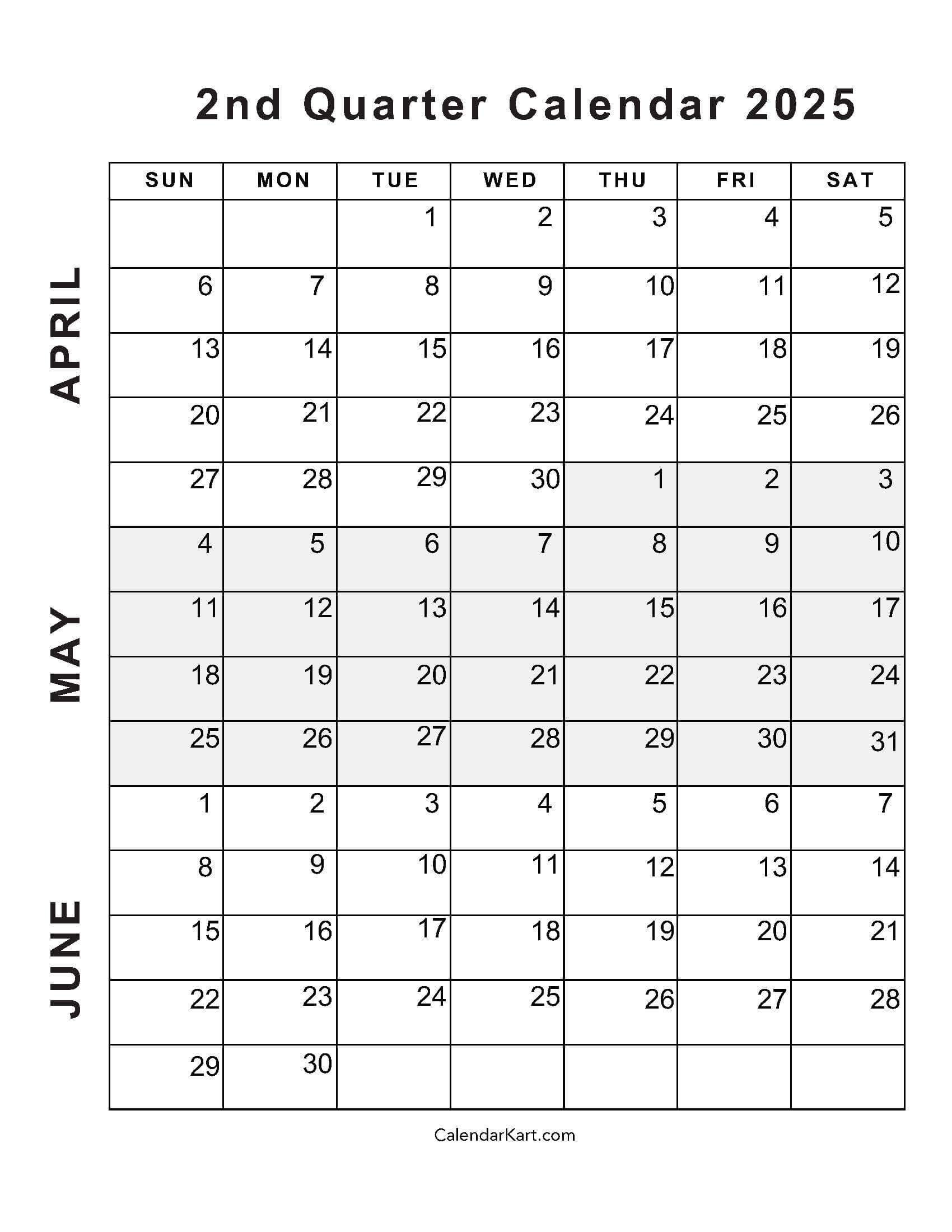 April To June 2025 Calendars (Q2): Free Printables inside April May and June Calendar 2025