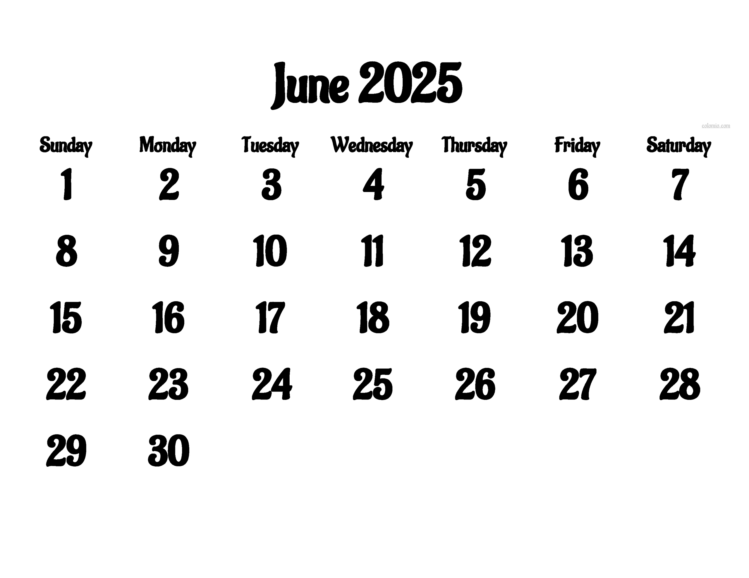 ᐅ June 2025 Calendar | Free Printable Pdf, Xls And Png regarding June 2025 Calendar Png