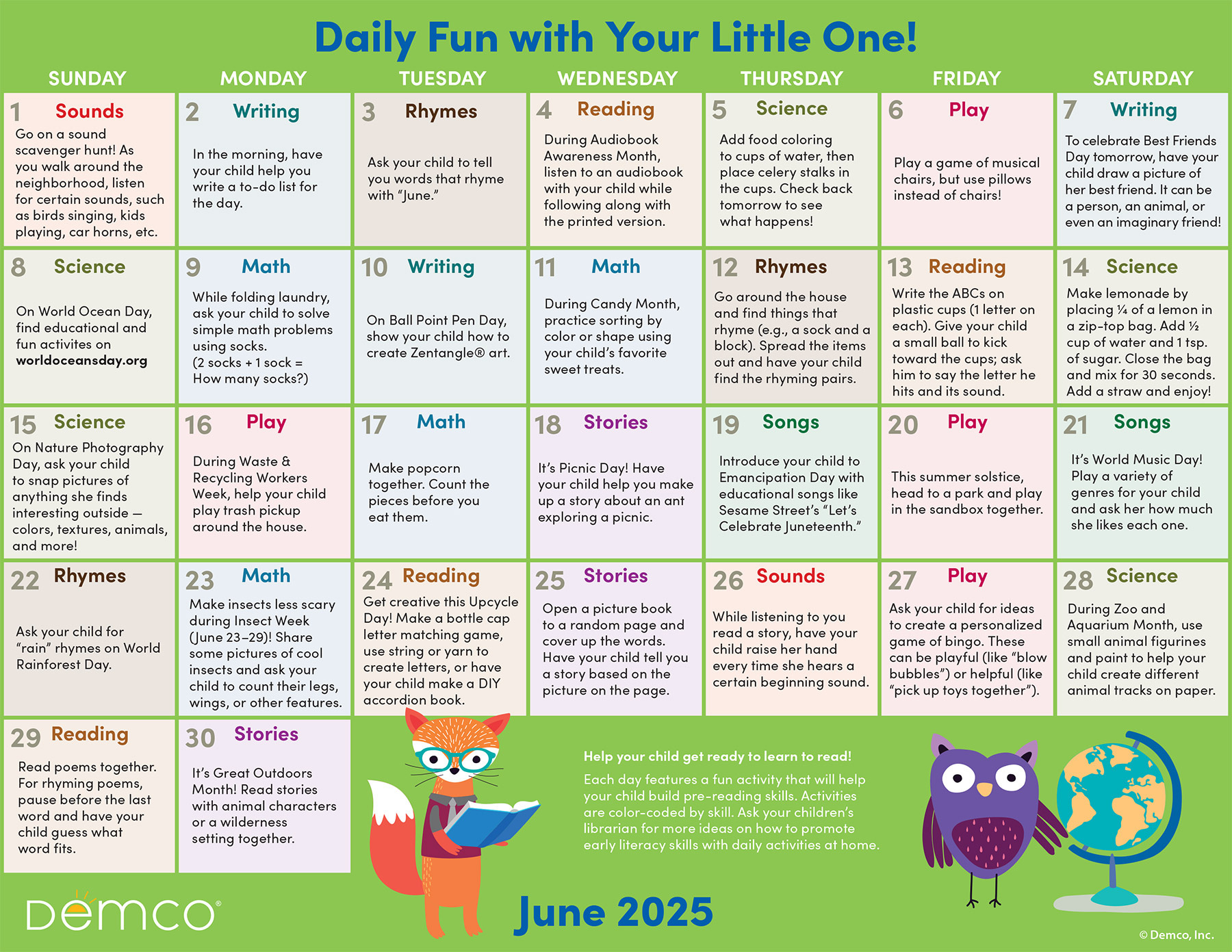 Early Literacy Activities — June 2025: Activities, Books, And More! for Calendar Ideas For June 2025