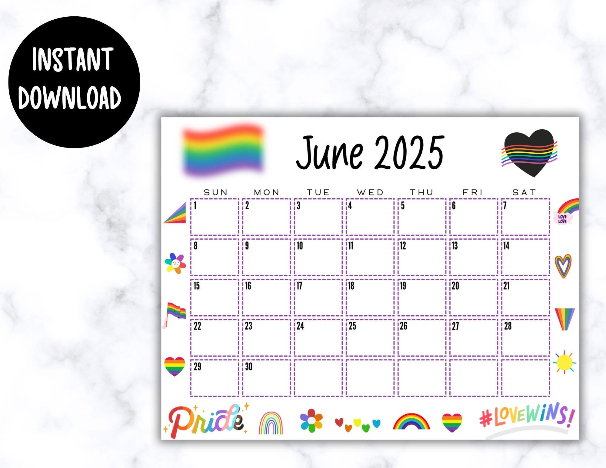 Editable June 2025 Calendar | Lgbtq+ Month Planner | Printable in June Pride Month Calendar 2025