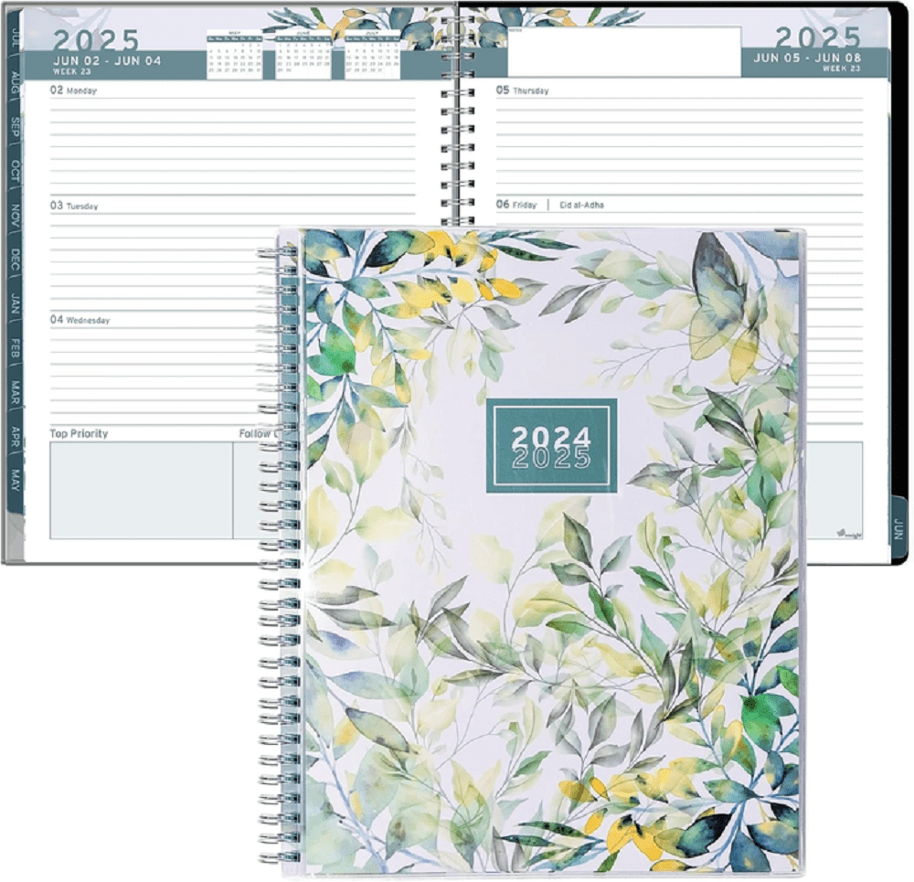 Ensight Aesthetic Academic Planner Year (July 2024 - June 2025) Weekly &amp;amp; Monthly Calendar Pages For Women-Floral within Blue Sky Weekly/Monthly Planning Calendar July 2024 - June 2025