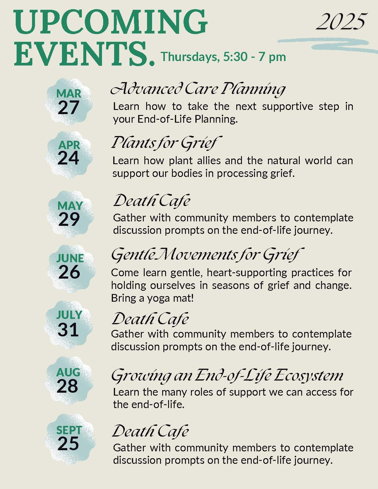 Events — Madrone Hospice regarding June Journey Calendar Of Events 2025