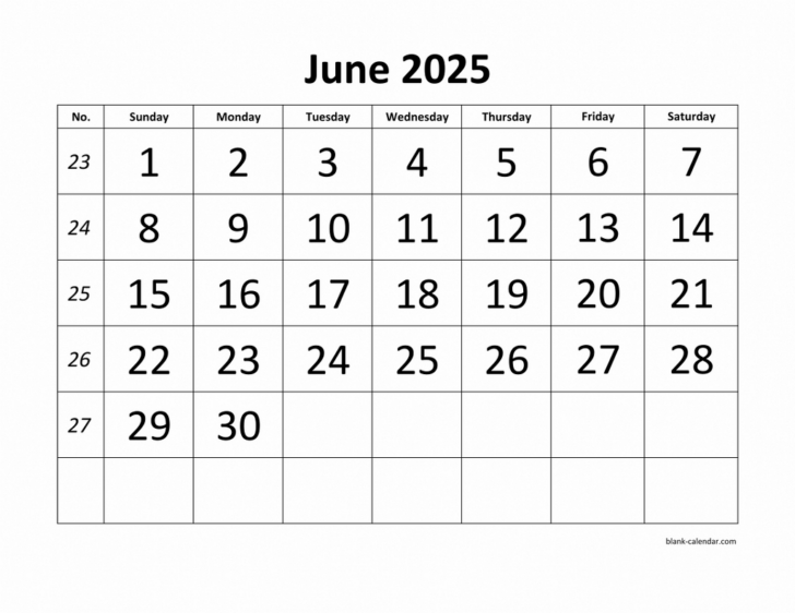 The Calendar For The Month Of June 2025