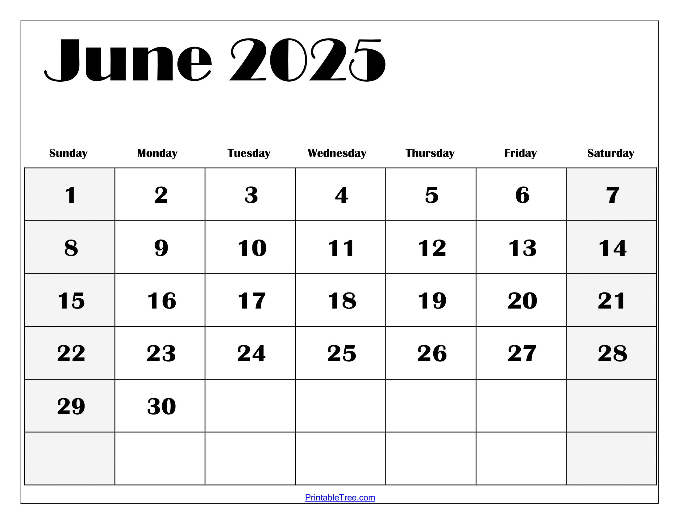Free June 2025 Calendar Printable Pdf Template With Holidays for June Blank Calendar To Print 2025
