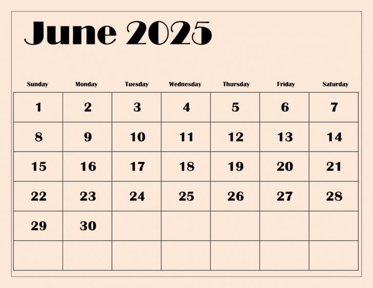 Image Of June 2025 Calendar