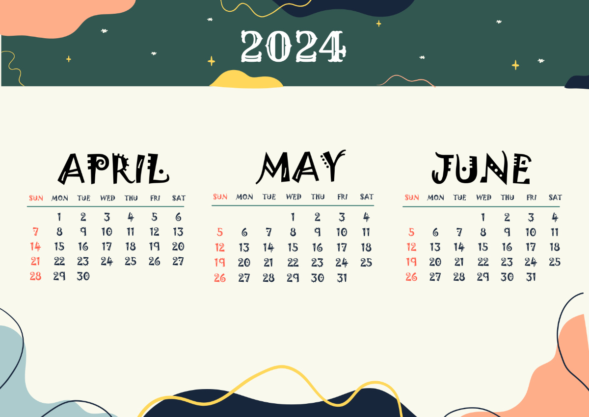 Free Printable April May June 2024 Calendar Template To Edit Online regarding April May June Calendar Printable