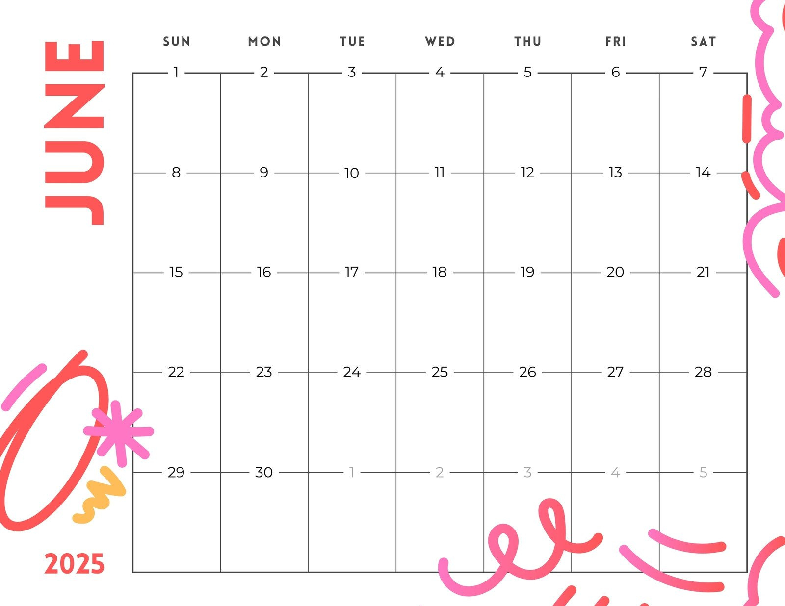 Free Printable, Custom June 2025 Calendar Templates | Canva throughout June Dry Erase Calendar Ideas 2025