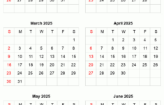 January To June 2025 Printable Calendar | Six Months Per Page regarding January June 2025 Calendar Printable