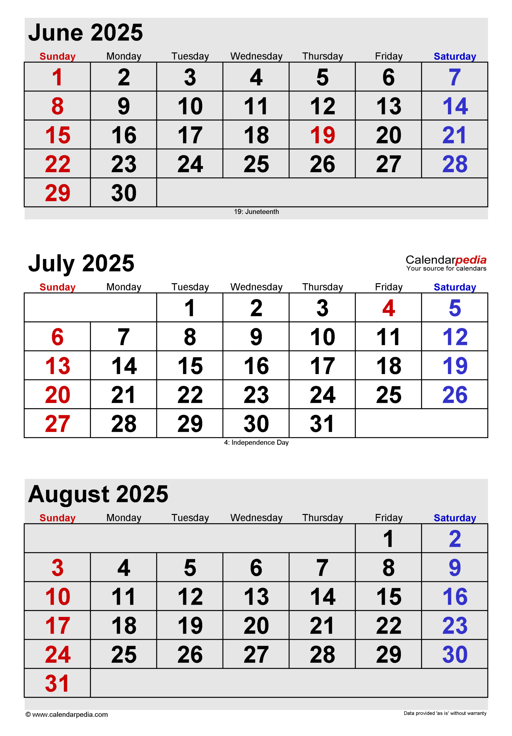 July 2025 Calendar | Templates For Pdf, Excel And Word with Printable 3 Month Calendar June July August 2025