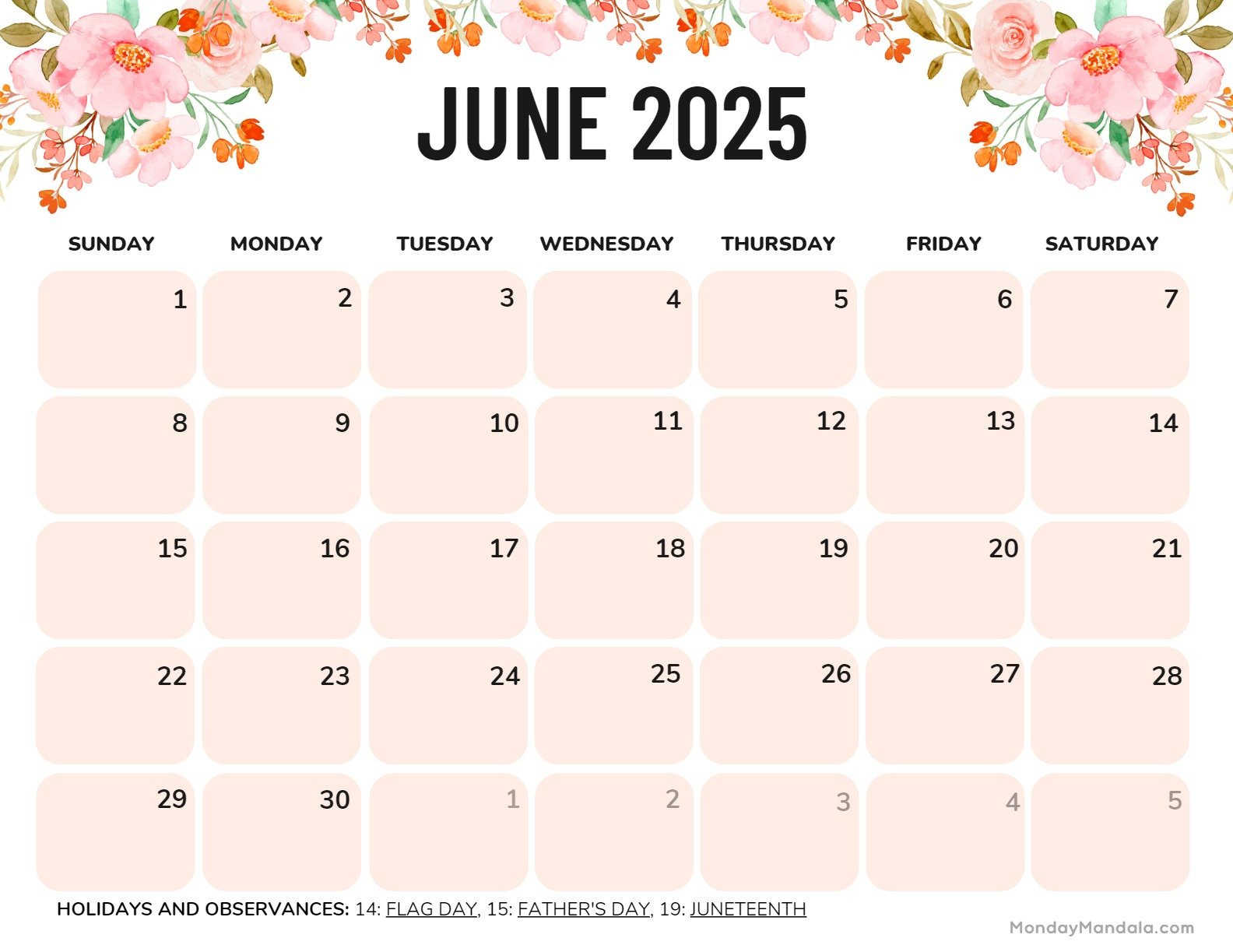 June 2025 Calendar (52 Free Pdf Printables) throughout Show Me The Calendar For The Month Of June 2025