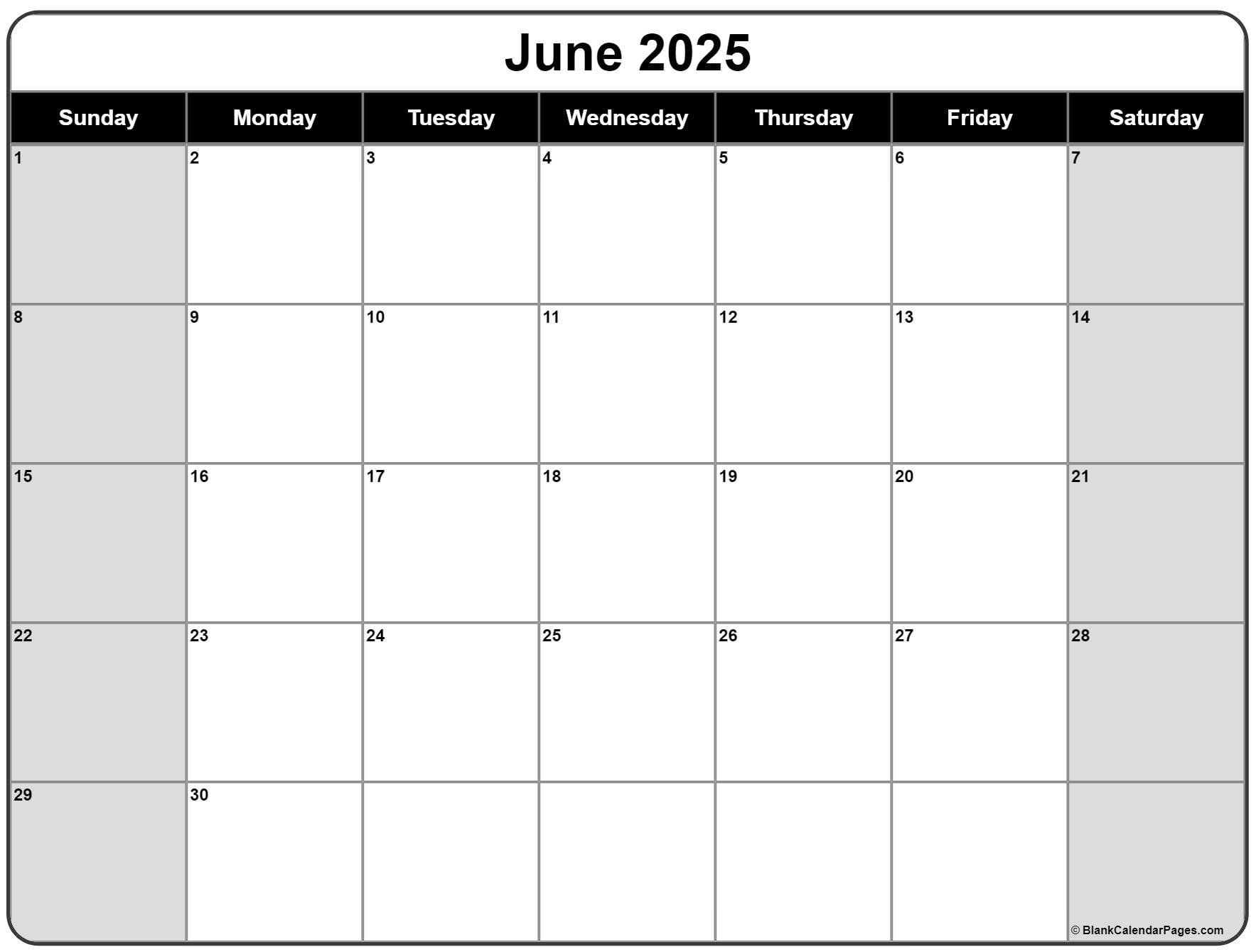 June 2025 Calendar | Free Printable Calendars throughout Calendar Template For June 2025